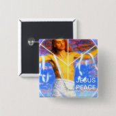 JESUS PEACE VIERKANTE BUTTON 5,1 CM (Voorkant /achterkant)