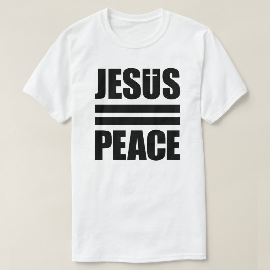 JESUS=PEACE wit, zwart shirt (Design voorkant)