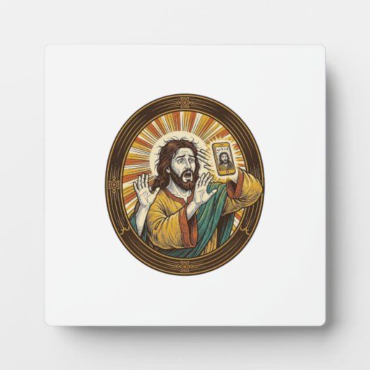 Jesus Per Ongeluk Voorcamera Dubbele Kin Selfie E Fotoplaat (Voorkant)