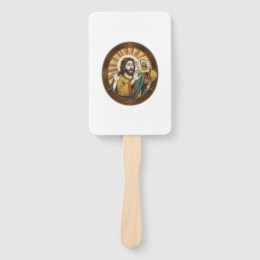 Jesus Per Ongeluk Voorcamera Dubbele Kin Selfie E Handwaaier (Voorkant)