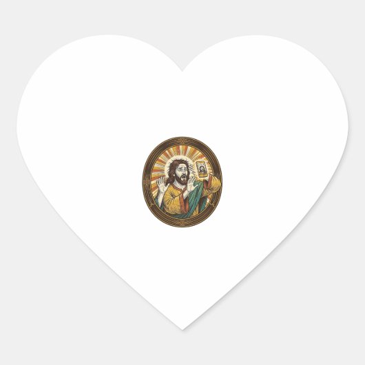 Jesus Per Ongeluk Voorcamera Dubbele Kin Selfie E Hart Sticker (Voorkant)