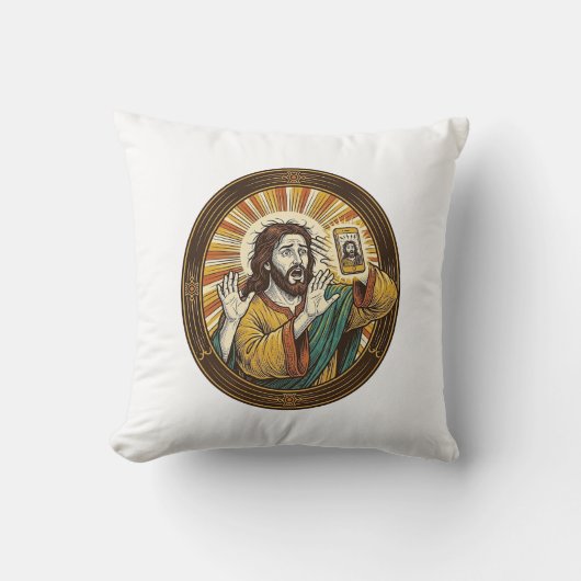 Jesus Per Ongeluk Voorcamera Dubbele Kin Selfie E Kussen (Voorkant)
