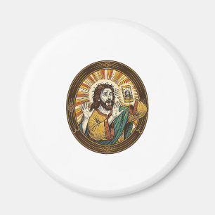 Jesus Per Ongeluk Voorcamera Dubbele Kin Selfie E Magneet