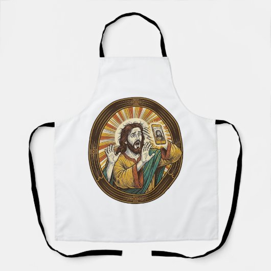 Jesus Per Ongeluk Voorcamera Dubbele Kin Selfie E Schort (Voorkant)