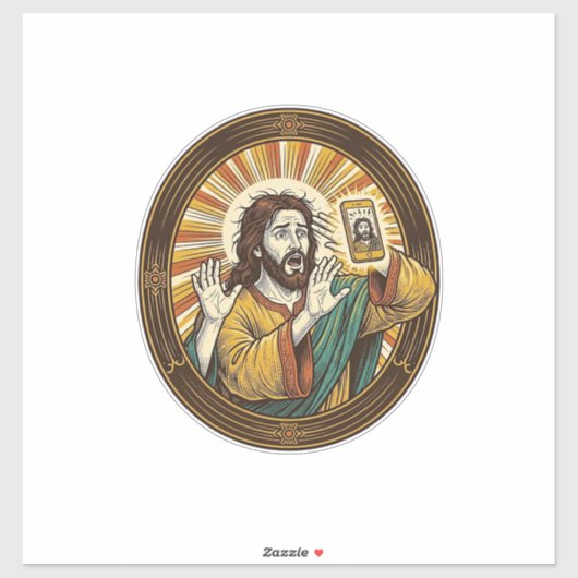 Jesus Per Ongeluk Voorcamera Dubbele Kin Selfie E Sticker (Vel)