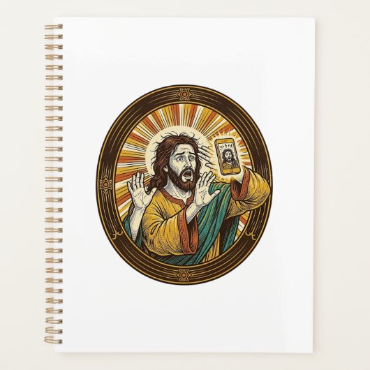 Jesus Per Ongewilde Selfie Met Dubbele Kin Voor Ca Planner (Voorkant)