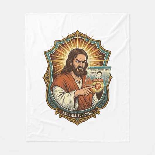 Jesus Per Ongewilde Videogesprek Dial Sociale Medi Fleece Deken (Voorkant)