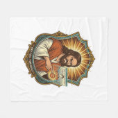 Jesus Per Ongewilde Videogesprek Dial Sociale Medi Fleece Deken (Voorkant (Horizontaal))