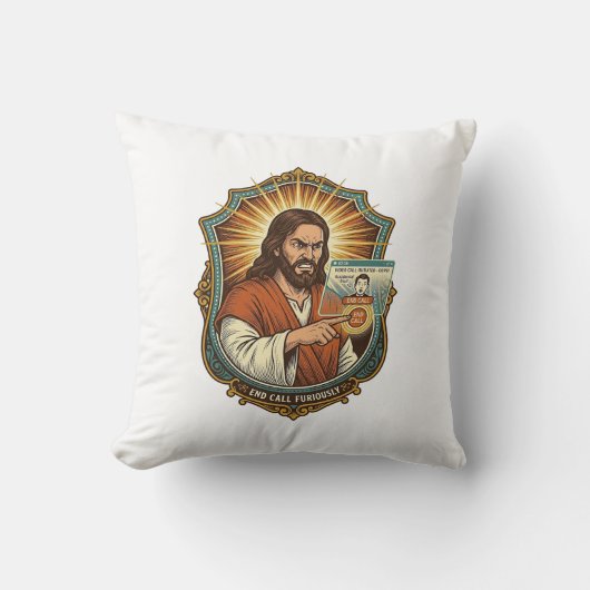 Jesus Per Ongewilde Videogesprek Dial Sociale Medi Kussen (Voorkant)