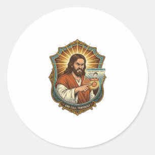 Jesus Per Ongewilde Videogesprek Dial Sociale Medi Ronde Sticker