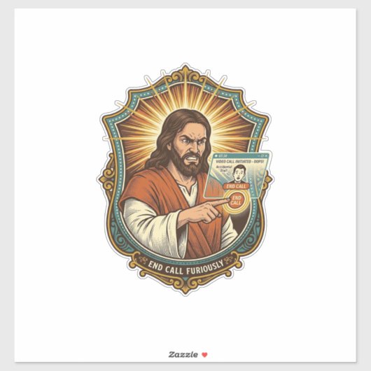 Jesus Per Ongewilde Videogesprek Dial Sociale Medi Sticker (Vel)