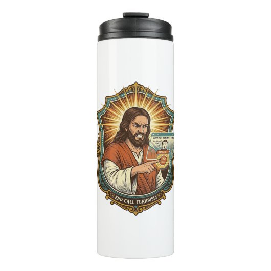 Jesus Per Ongewilde Videogesprek Dial Sociale Medi Thermosbeker (Voorkant)