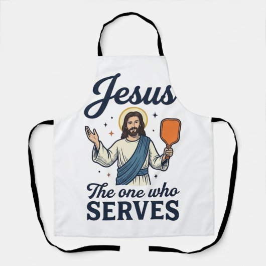 Jesus Pickleball De Persoon Die Dient Shirt Schort (Voorkant)