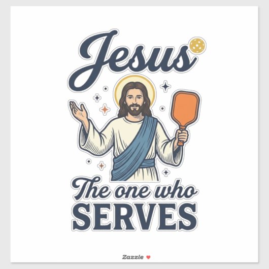 Jesus Pickleball De Persoon Die Dient Shirt Sticker (Vel)