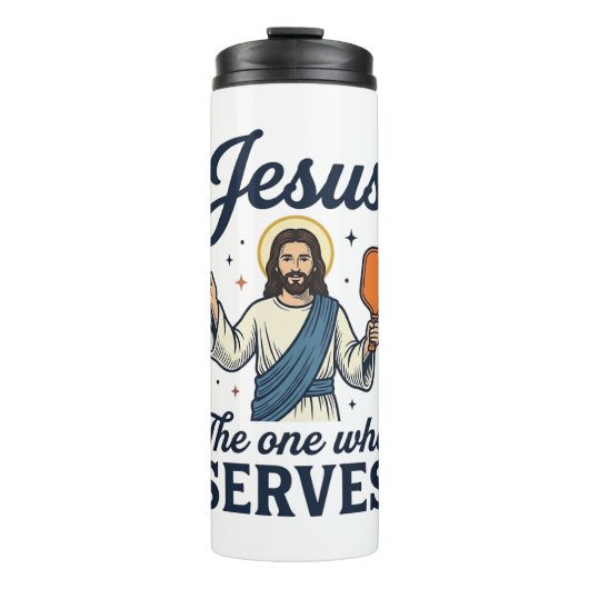 Jesus Pickleball De Persoon Die Dient Shirt Thermosbeker (Voorkant)