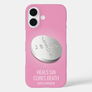 Jesus Pill - geloof Bid Hope God Pink iPhone 16 Hoesje