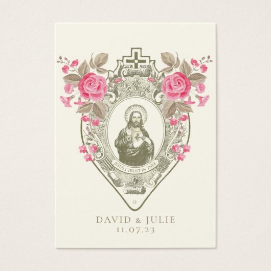 Jesus Pink Roses Religious Wedding Prayer Kaart (Voorkant)