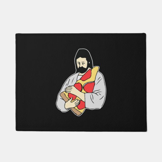 Jesus Pizza Kerstmis Funny Food Lover Religity C Deurmat (Voorkant)