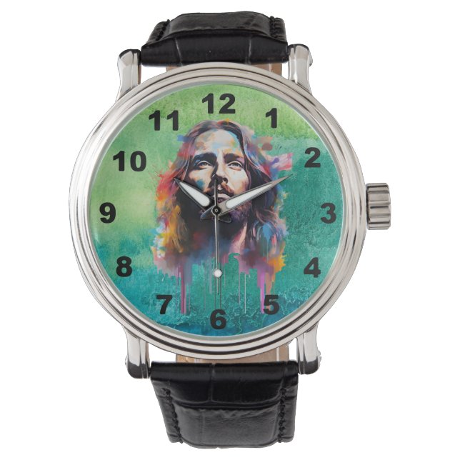 Jesus Portrait Watch Horloge (Voorkant)