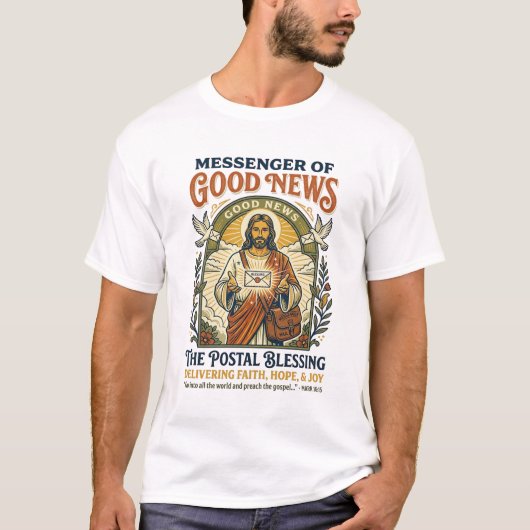 Jesus Postbode Levering Shirt Gebaseerd op het Gel (Voorkant)