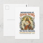 Jesus Postbode Levering Shirt Gebaseerd op het Gel Briefkaart (Voorkant / Achterkant)