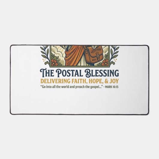 Jesus Postbode Levering Shirt Gebaseerd op het Gel Bureaumat (Voorkant)