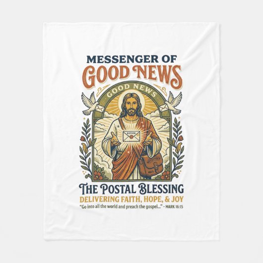 Jesus Postbode Levering Shirt Gebaseerd op het Gel Fleece Deken (Voorkant)