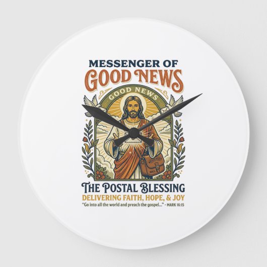 Jesus Postbode Levering Shirt Gebaseerd op het Gel Grote Klok (Voorkant)