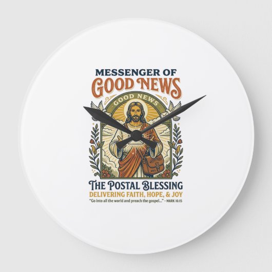 Jesus Postbode Levering Shirt Gebaseerd op het Gel Grote Klok (Voorkant)