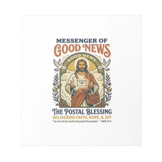 Jesus Postbode Levering Shirt Gebaseerd op het Gel Notitieblok (Voorkant)