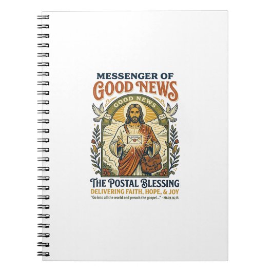 Jesus Postbode Levering Shirt Gebaseerd op het Gel Notitieboek (Voorkant)
