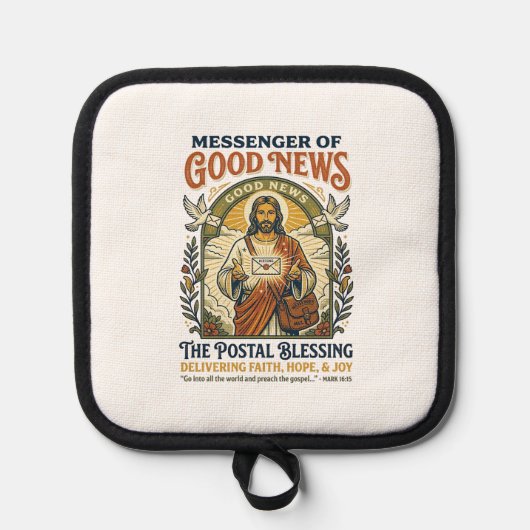 Jesus Postbode Levering Shirt Gebaseerd op het Gel Pannenlap (Voorkant)