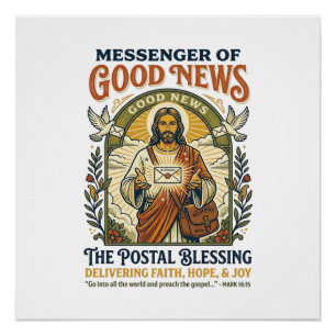 Jesus Postbode Levering Shirt Gebaseerd op het Gel Perfect Poster