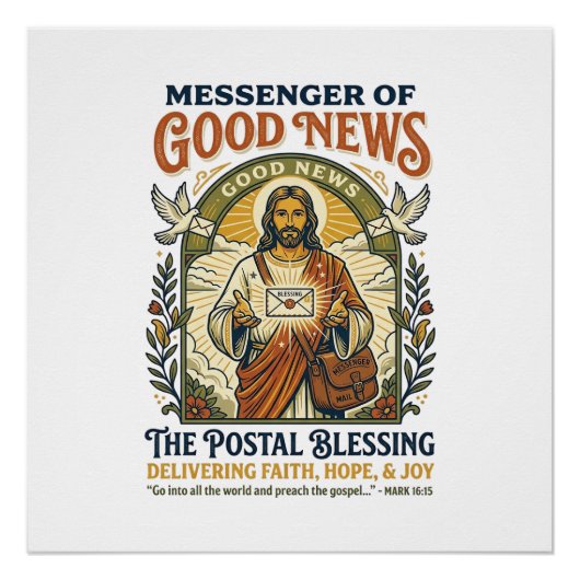 Jesus Postbode Levering Shirt Gebaseerd op het Gel Perfect Poster (Voorkant)