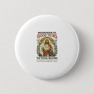 Jesus Postbode Levering Shirt Gebaseerd op het Gel Ronde Button 5,7 Cm