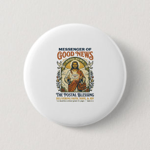 Jesus Postbode Levering Shirt Gebaseerd op het Gel Ronde Button 5,7 Cm