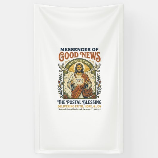 Jesus Postbode Levering Shirt Gebaseerd op het Gel Spandoek (Verticaal)