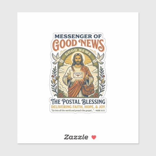 Jesus Postbode Levering Shirt Gebaseerd op het Gel Sticker (Vel)
