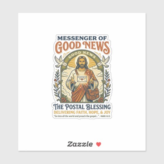 Jesus Postbode Levering Shirt Gebaseerd op het Gel Sticker (Vel)