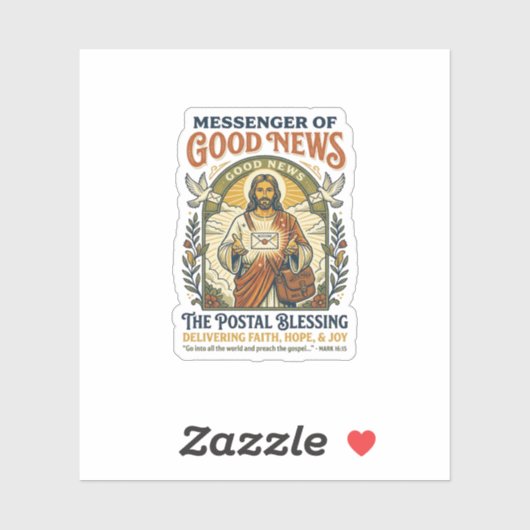 Jesus Postbode Levering Shirt Gebaseerd op het Gel Sticker (Vel)
