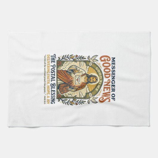 Jesus Postbode Levering Shirt Gebaseerd op het Gel Theedoek (Horizontaal)