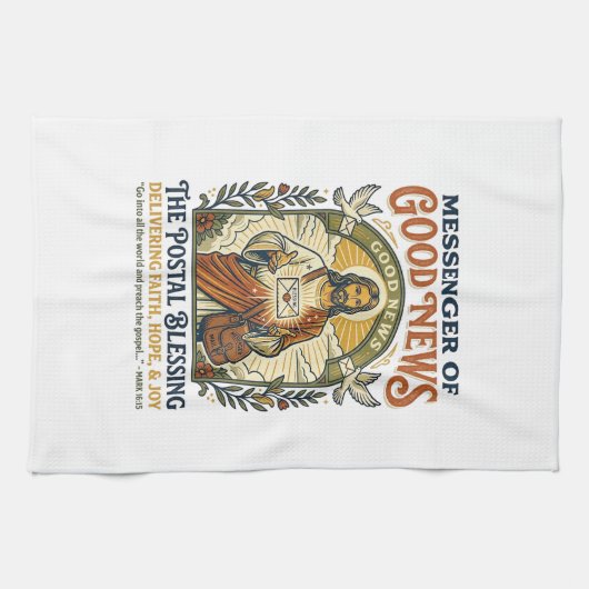 Jesus Postbode Levering Shirt Gebaseerd op het Gel Theedoek (Horizontaal)