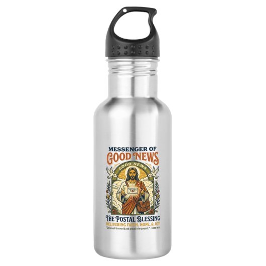 Jesus Postbode Levering Shirt Gebaseerd op het Gel Waterfles (Voorkant)