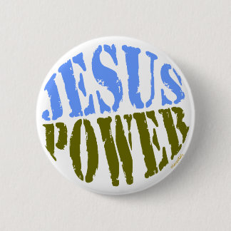 Jesus Power Blue en Green Ronde Button 5,7 Cm