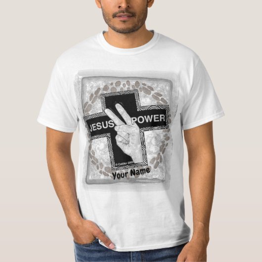 Jesus Power Christelijk kruis T-shirt (Voorkant)