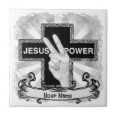 Jesus Power Christelijk kruis Tegeltje (Voorkant)