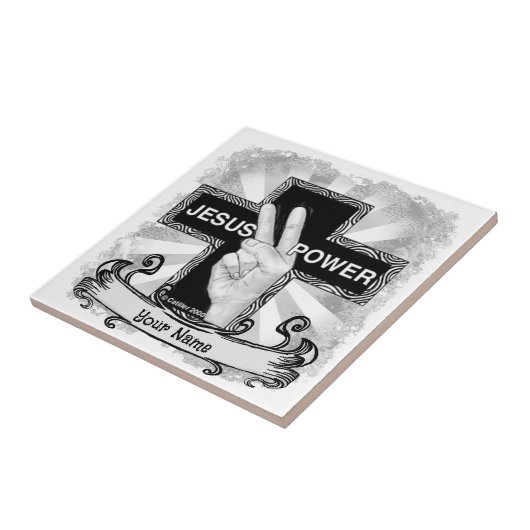 Jesus Power Christelijk kruis Tegeltje (Zijkant)