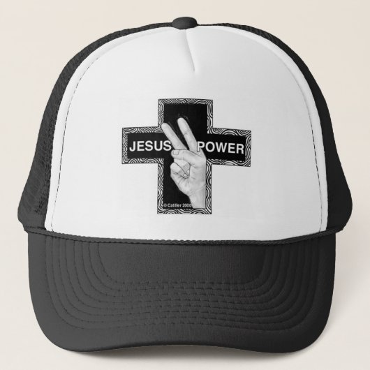 Jesus Power Christelijk kruis Trucker Pet (Voorkant)
