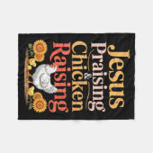 Jesus Praising &amp; Chicken Raising Funny Faith F Fleece Deken (Voorkant (Horizontaal))