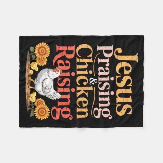Jesus Praising &amp; Chicken Raising Funny Faith F Fleece Deken (Voorkant (Horizontaal))